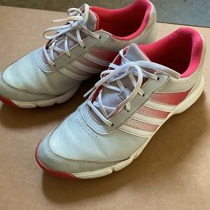 Adidas Golf shoes white Pink stripes women size 6.5 lace up